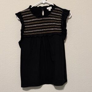 J. Crew Black Tank Top with Gold Detailing